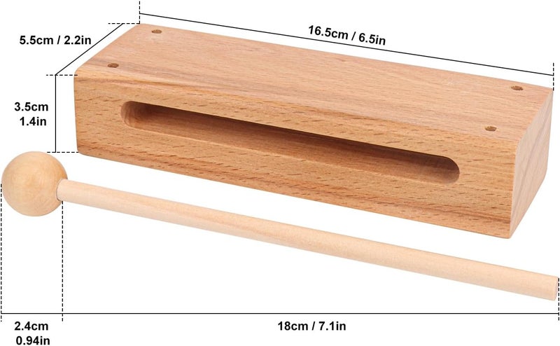 IHDYPPEW Solid Wood Rhythm Block with Mallet, Wood Block Musical Instrument, Percussion Rhythm Blocks, Hand Percussion Instruments for Adults, Concert Percussion, Live Musicals, School, Community - Image 2